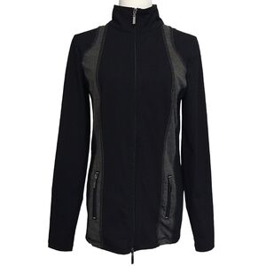 Long Tall Sally Black Gray Double Zip Lightweight Jacket Pockets Stretch